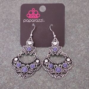 NWT Paparazzi Silver and Blue Ornate Dangle Earrings